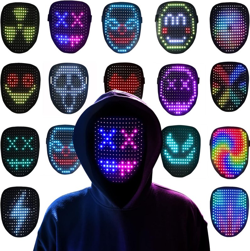 Masque DEL lumineux à détection de gestes