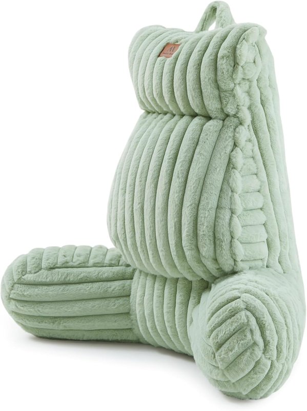 Coussin de lecture fausse fourrure 29 po, vert sauge